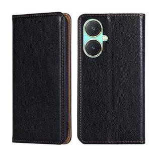 For vivo Y27 4G Gloss Oil Solid Color Magnetic Leather Phone Case(Black)
