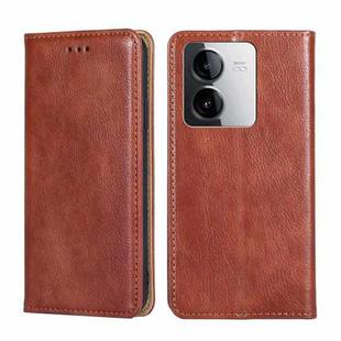 For vivo Y78T 5G / iQOO Z8x 5G Gloss Oil Solid Color Magnetic Leather Phone Case(Brown)