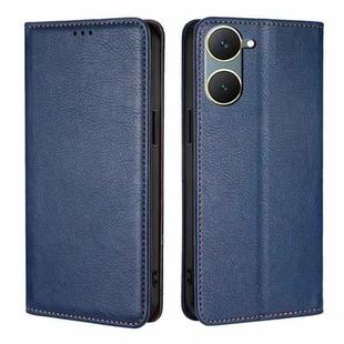 For vivo Y03 4G Gloss Oil Solid Color Magnetic Leather Phone Case(Blue)