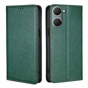 For vivo Y03 4G Gloss Oil Solid Color Magnetic Leather Phone Case(Green)