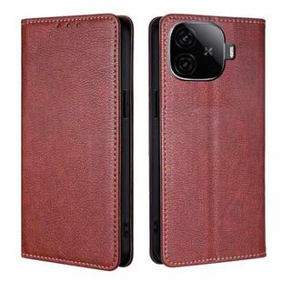 For vivo iQOO Z9 Turbo Gloss Oil Solid Color Magnetic Leather Phone Case(Brown)