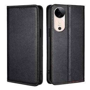 For vivo S19 Gloss Oil Solid Color Magnetic Leather Phone Case(Black)