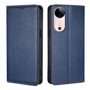 For vivo S19 Gloss Oil Solid Color Magnetic Leather Phone Case(Blue)