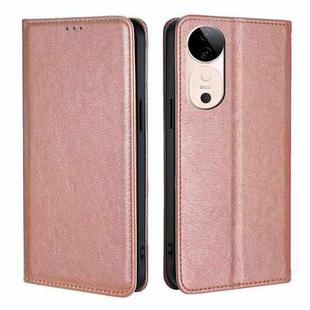 For vivo S19 Gloss Oil Solid Color Magnetic Leather Phone Case(Rose Gold)