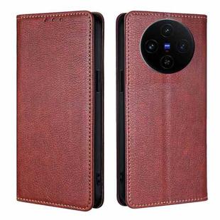 For vivo X100s Gloss Oil Solid Color Magnetic Leather Phone Case(Brown)