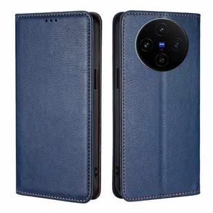 For vivo X100s Gloss Oil Solid Color Magnetic Leather Phone Case(Blue)