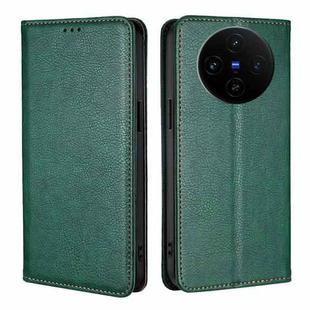 For vivo X100s Gloss Oil Solid Color Magnetic Leather Phone Case(Green)