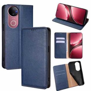 For vivo V50 5G Gloss Oil Solid Color Magnetic Leather Phone Case(Blue)