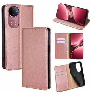 For vivo V50 5G Gloss Oil Solid Color Magnetic Leather Phone Case(Rose Gold)