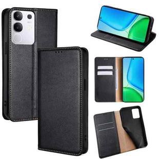 For vivo Y29 4G Global Gloss Oil Solid Color Magnetic Leather Phone Case(Black)