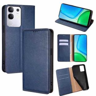 For vivo Y29 4G Global Gloss Oil Solid Color Magnetic Leather Phone Case(Blue)