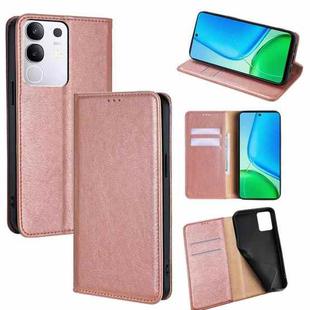 For vivo Y29 4G Global Gloss Oil Solid Color Magnetic Leather Phone Case(Rose Gold)