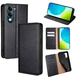 For vivo Y29s 5G / Y04 4G Gloss Oil Solid Color Magnetic Leather Phone Case(Black)