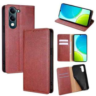 For vivo Y29s 5G / Y04 4G Gloss Oil Solid Color Magnetic Leather Phone Case(Brown)