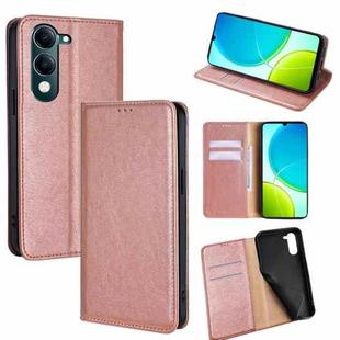 For vivo Y29s 5G / Y04 4G Gloss Oil Solid Color Magnetic Leather Phone Case(Rose Gold)