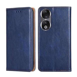 For Honor 90 5G Gloss Oil Solid Color Magnetic Leather Phone Case(Blue)