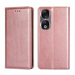 For Honor 90 5G Gloss Oil Solid Color Magnetic Leather Phone Case(Rose Gold)