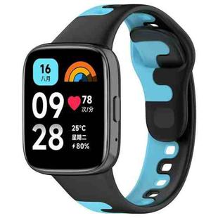 For Redmi Watch 3 Lite Stitching Two Color Silicone Watch Band(Black Blue)