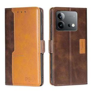 For vivo iQOO Neo 8 / 8 Pro 5G Contrast Color Side Buckle Leather Phone Case(Dark Brown + Gold)