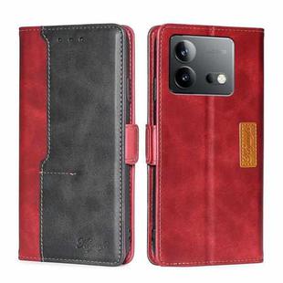 For vivo iQOO Neo 8 / 8 Pro 5G Contrast Color Side Buckle Leather Phone Case(Red + Black)