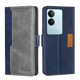 For vivo S17 5G / S17 Pro 5G Contrast Color Side Buckle Leather Phone Case(Blue + Grey)