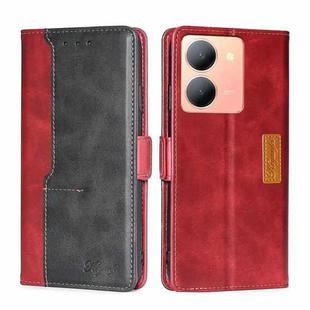 For vivo Y78 5G Contrast Color Side Buckle Leather Phone Case(Red + Black)