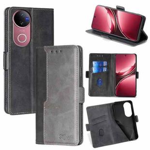For vivo V50 5G Contrast Color Side Buckle Leather Phone Case(Black + Grey)