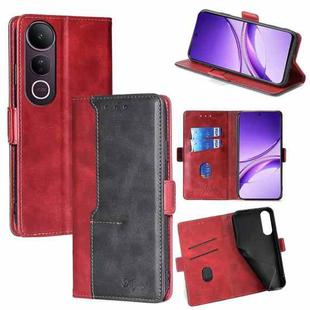 For vivo V50 Lite 5G Contrast Color Side Buckle Leather Phone Case(Red + Black)