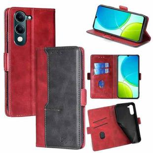 For vivo Y29s 5G / Y04 4G Contrast Color Side Buckle Leather Phone Case(Red + Black)