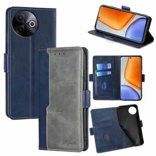 For vivo Y39 5G Global Contrast Color Side Buckle Leather Phone Case(Blue + Grey)
