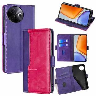 For vivo Y39 5G Global Contrast Color Side Buckle Leather Phone Case(Purple + Rose Red)