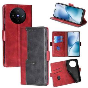 For vivo X200s 5G Contrast Color Side Buckle Leather Phone Case(Red + Black)