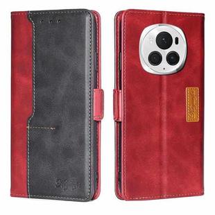 For Honor Magic6 Pro Contrast Color Side Buckle Leather Phone Case(Red + Black)