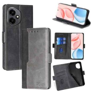 For Honor 400 Global 156.5mm Contrast Color Side Buckle Leather Phone Case(Black + Grey)