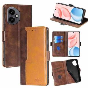 For Honor 400 Global 156.5mm Contrast Color Side Buckle Leather Phone Case(Dark Brown + Gold)