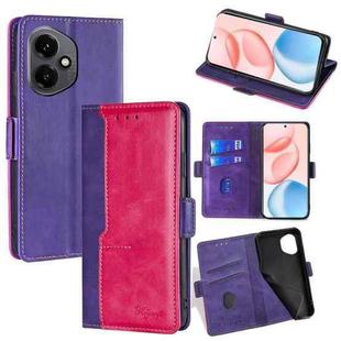 For Honor 400 Global 156.5mm Contrast Color Side Buckle Leather Phone Case(Purple + Rose Red)