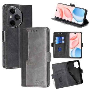 For Honor 400 Pro Global 160.8mm Contrast Color Side Buckle Leather Phone Case(Black + Grey)
