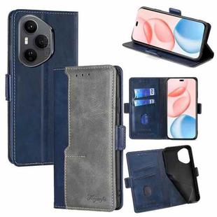 For Honor 400 Pro Global 160.8mm Contrast Color Side Buckle Leather Phone Case(Blue + Grey)