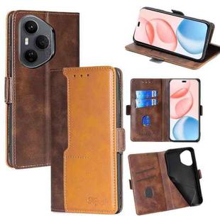 For Honor 400 Pro Global 160.8mm Contrast Color Side Buckle Leather Phone Case(Dark Brown + Gold)
