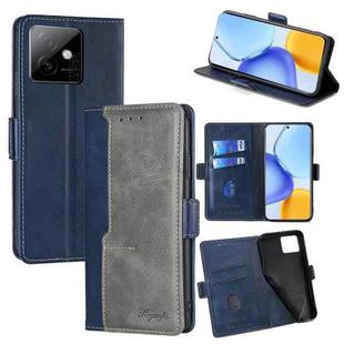 For Honor X60 GT 5G Contrast Color Side Buckle Leather Phone Case(Blue + Grey)