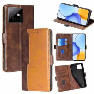 For Honor X60 GT 5G Contrast Color Side Buckle Leather Phone Case(Dark Brown + Gold)
