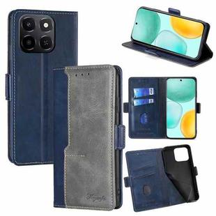 For Honor X6c 4G Contrast Color Side Buckle Leather Phone Case(Blue + Grey)