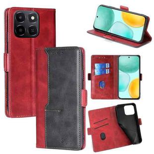 For Honor X6c 4G Contrast Color Side Buckle Leather Phone Case(Red + Black)