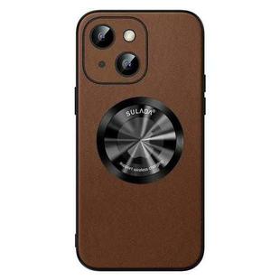 For iPhone 14 Plus SULADA Microfiber Leather MagSafe Magnetic Phone Case(Brown)