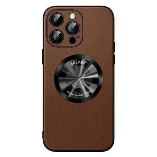 For iPhone 14 Pro Max SULADA Microfiber Leather MagSafe Magnetic Phone Case(Brown)