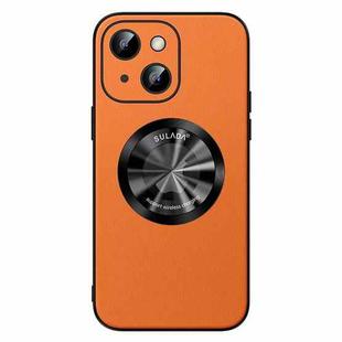 For iPhone 13 SULADA Microfiber Leather MagSafe Magnetic Phone Case(Orange)