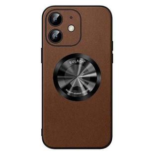 For iPhone 12 SULADA Microfiber Leather MagSafe Magnetic Phone Case(Brown)