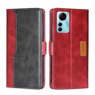 For ZTE Blabe V41 Smart 4G Contrast Color Side Buckle Leather Phone Case(Red + Black)