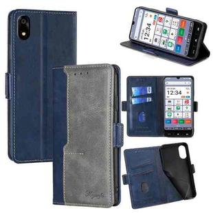 For ZTE Kantan Sumaho 4 A402ZT Contrast Color Side Buckle Leather Phone Case(Blue + Grey)