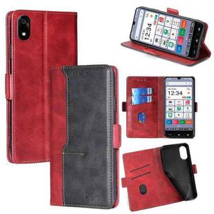For ZTE Kantan Sumaho 4 A402ZT Contrast Color Side Buckle Leather Phone Case(Red + Black)